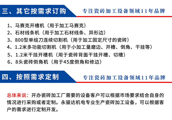 新开办瓷砖加工厂需要哪些设备?